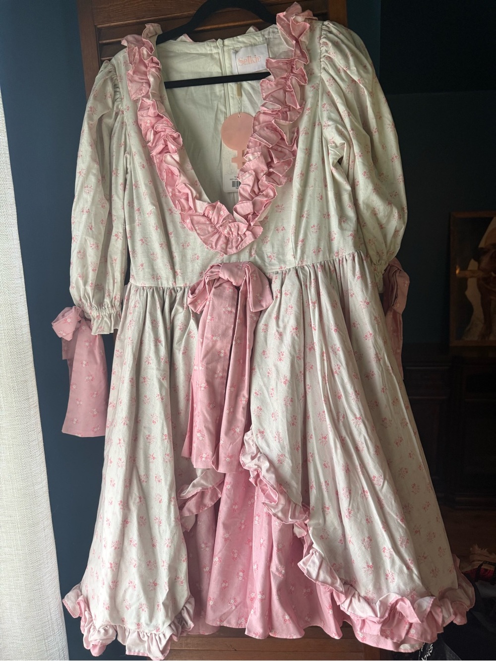 Selkie The Marie Dress - Pink floral and bows